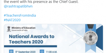 राष्ट्रपति श्री रामनाथ कोविंद शिक्षक दिवस पर 47 शिक्षकों को वर्चुअली राष्ट्रीय पुरस्कार प्रदान करेंगे