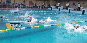 रोटरी क्लब द्वारा रविवार को पाटन शहर के सरदार पटेल खेल परिसर में तैराकी प्रतियोगिता का आयोजन किया गया.