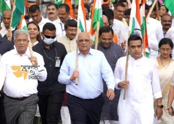 मुख्यमंत्री श्री भूपेंद्र पटेल सूरत से राज्यव्यापी ‘हर घर तिरंगा’ अभियान का उद्घाटन करते हुए।