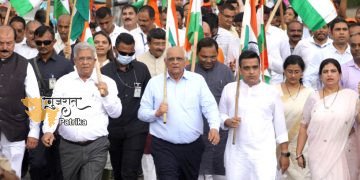मुख्यमंत्री श्री भूपेंद्र पटेल सूरत से राज्यव्यापी ‘हर घर तिरंगा’ अभियान का उद्घाटन करते हुए।