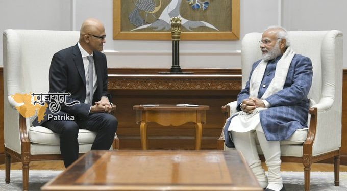 प्रधानमंत्री ने माइक्रोसॉफ्ट कॉरपोरेशन के चेयरमैन एवं सीईओ सत्या नडेला से मुलाकात की